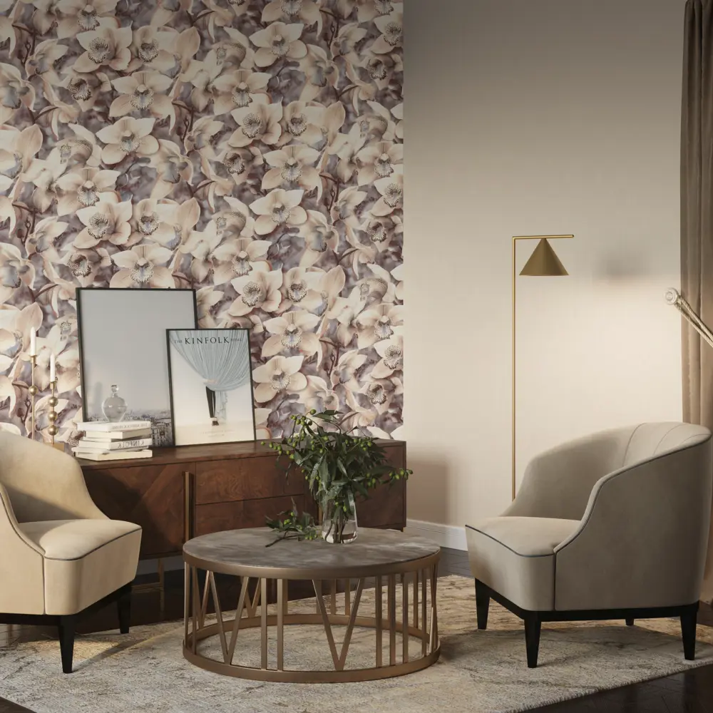 Обои флизелиновые Simple Orchidea бежевые 1.06 м SP71836-26 Santreyd STLM-2173558 - Вид №3