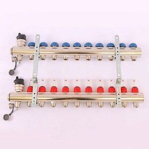 Коллектор 1"xМ 24 х19 10 выходов EMMETI TOPWAY с расходомерами и вентилями