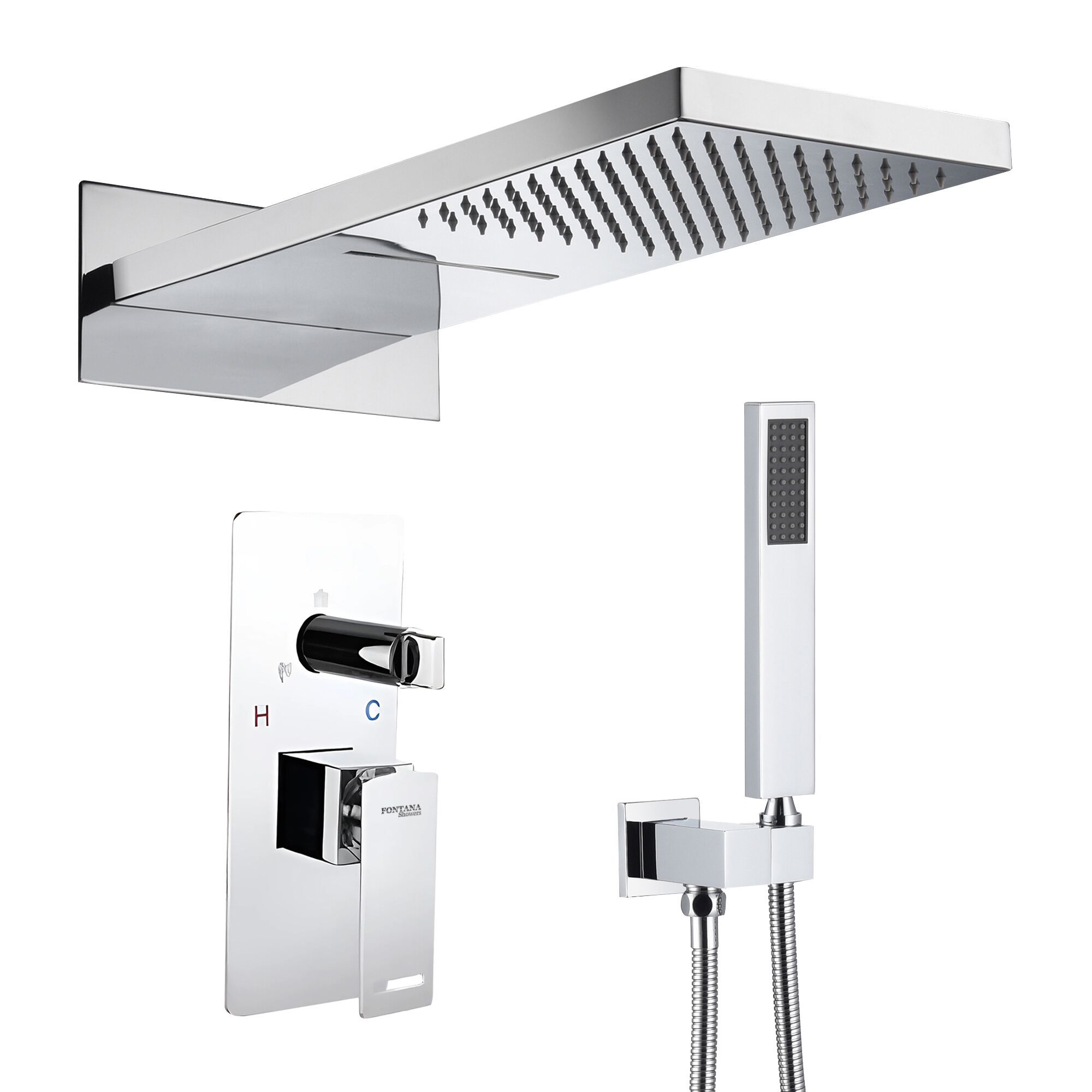 5-луночный набор для душа со светодиодным ручным душем Fontana Showers FS7120CH ARCH-00047145 - Вид №1