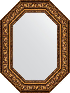 BY 7257 Зеркало в багетной раме - виньетка состаренная бронза 109 mm EVOFORM Octagon