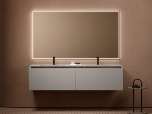 Деревянный подвесной двойной умывальник с ящиками