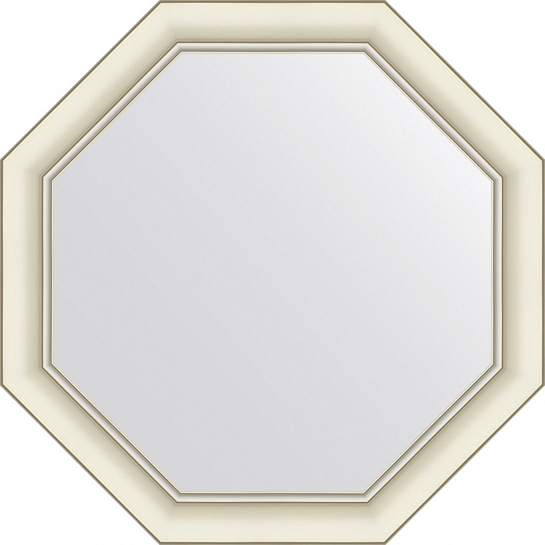 BY 7431 Зеркало в багетной раме - белый с серебром 60 mm EVOFORM Octagon