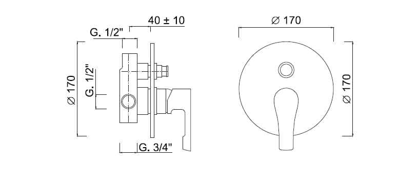 Встраиваемый однорычажный смеситель для душа с переключателем Rubinetteria Giulini Ego ARCH-00054453 - Вид №2