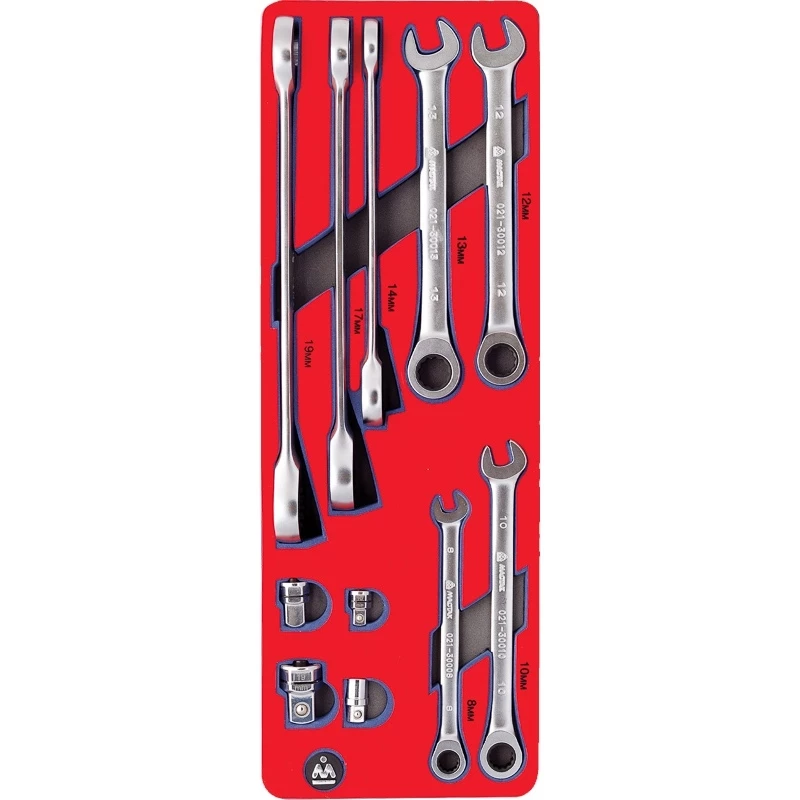 МАСТАК Набор комбинированных ключей с трещоткой, ложемент, 11 предметов Верстакофф 5-21311