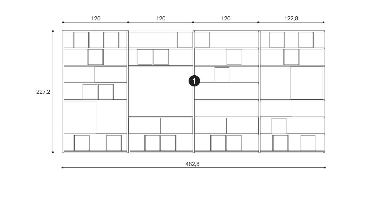 Двухсторонний книжный шкаф Giessegi LV730 ARCH-00016704 - Вид №2