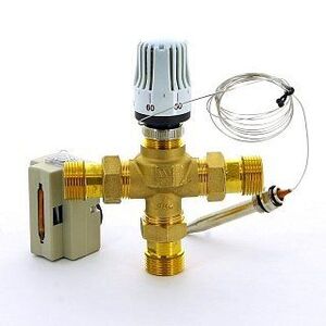 Клапан трехходовой с термоголовкой, погружным датчиком и контактным термостатом EMMETI 1/2"Н