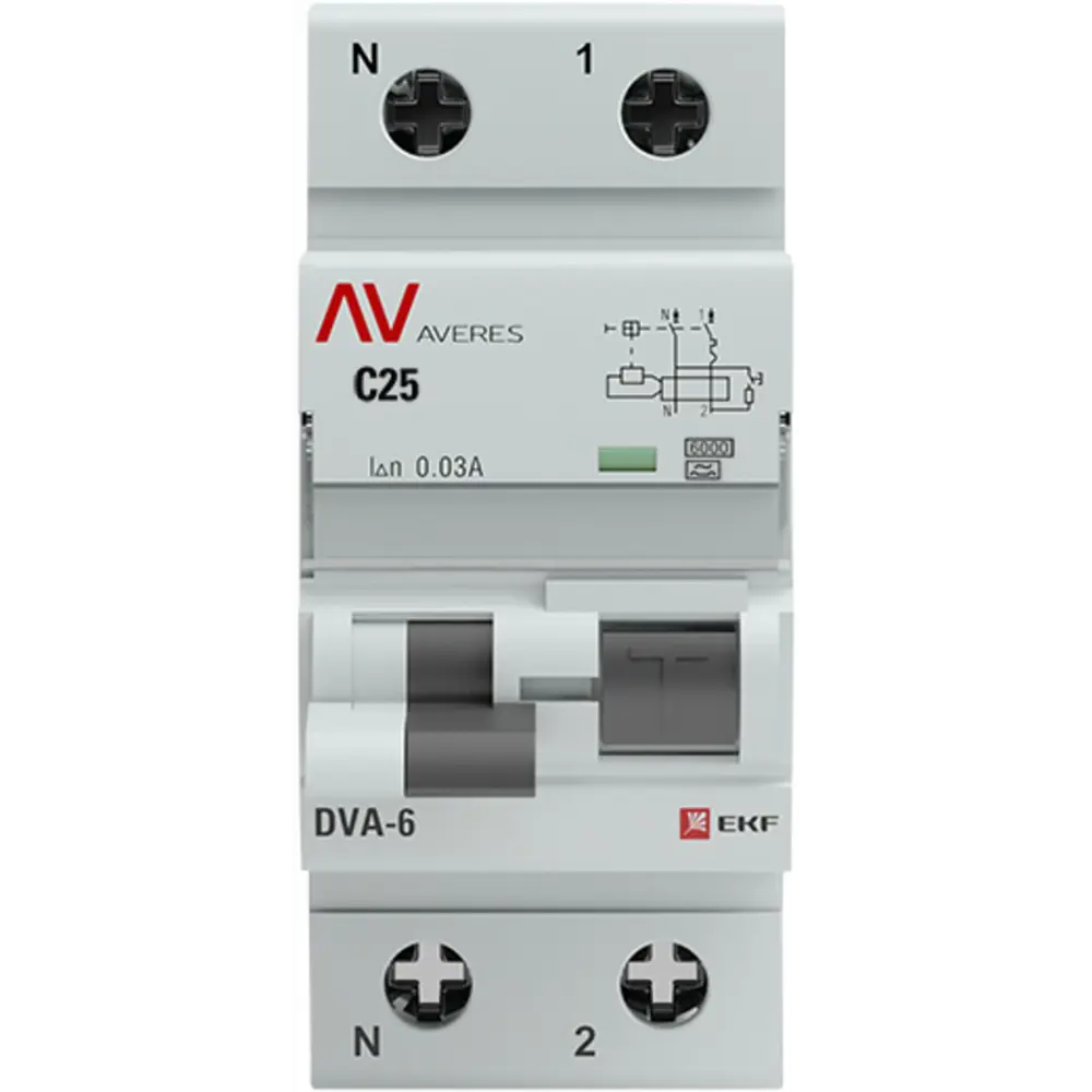 Дифференциальный автомат EKF DVA-6 25А с защитой от утечек 30 мА 82502631 STLM-1111602 - Вид №1