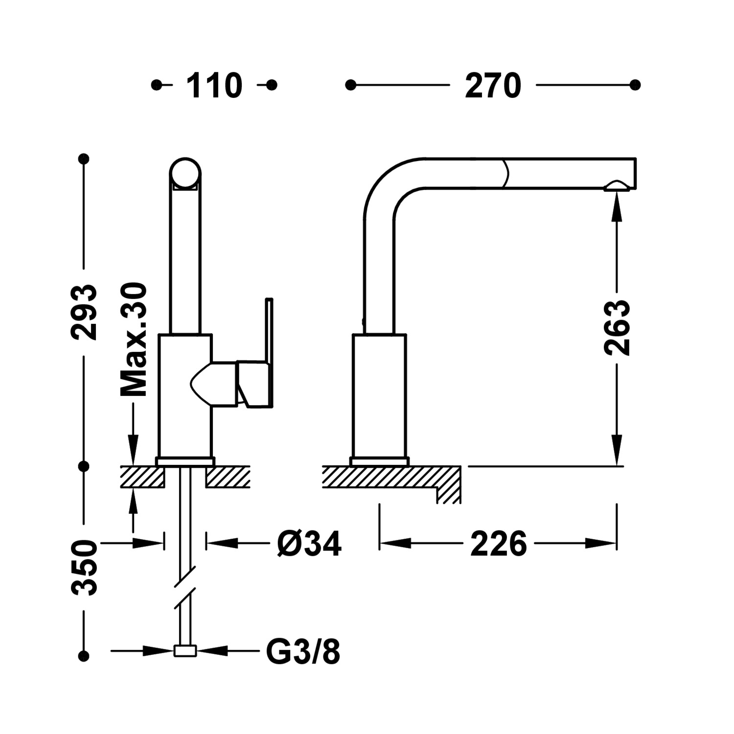 КУХОННЫЙ смеситель с одной ручкой и выдвижным носиком для кухни-181437 TRES Kitchen - Вид №1