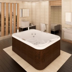 Минибассейн "МИШЕЛЬ" (перламутр), 2050х1550, рама-подставка, панели - декоративная террасная доска, 21 гидромассажная форсунка, 2 подголовника, хромотерапия 3 лампы, "SPA-контроллер", система фильтрации, система озонации, система подогрева воды, система с