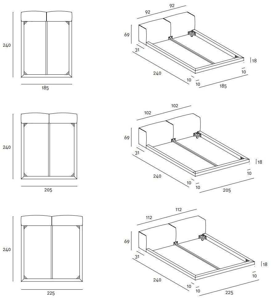 Living Divani Двуспальная кровать с мягким изголовьем Wall sun-id-1391336 - Вид №4