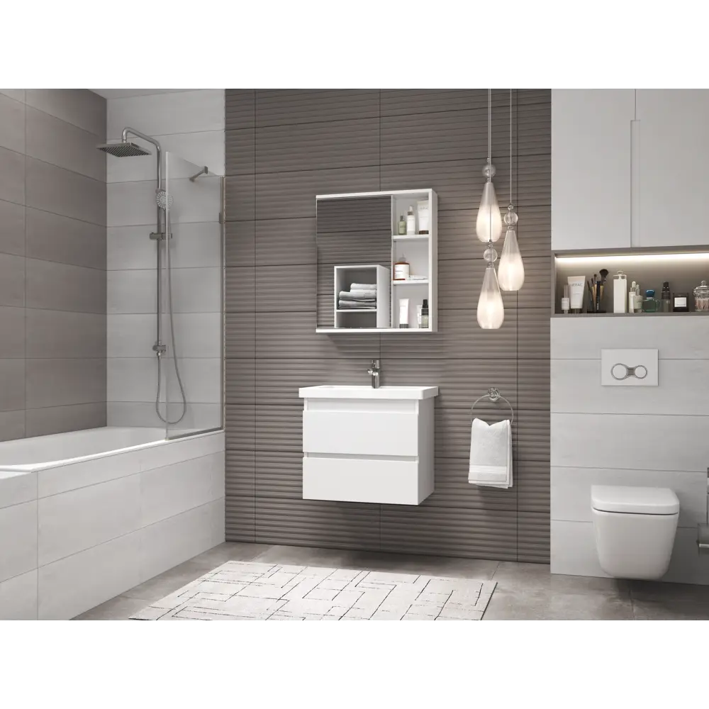 Тумба для ванной Vigo Matteo подвесная белая с раковиной Грэмми 70 см STLM-2171089 - Вид №2