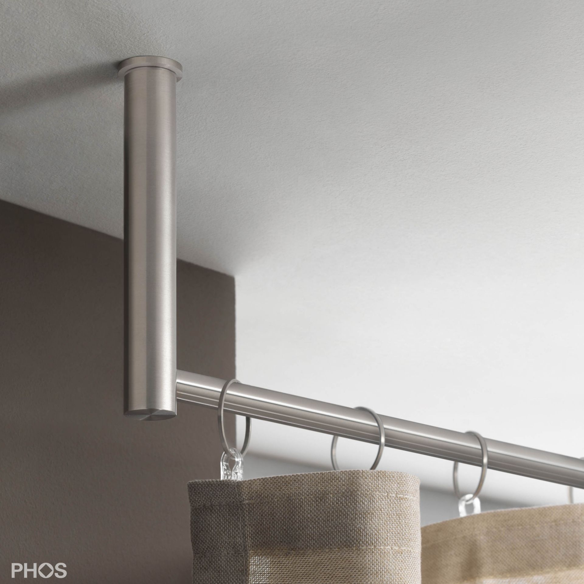 VS20-140E1400-D Комплект карнизов: 140 см с 2 концевыми кронштейнами (большое расстояние до потолка) PHOS 