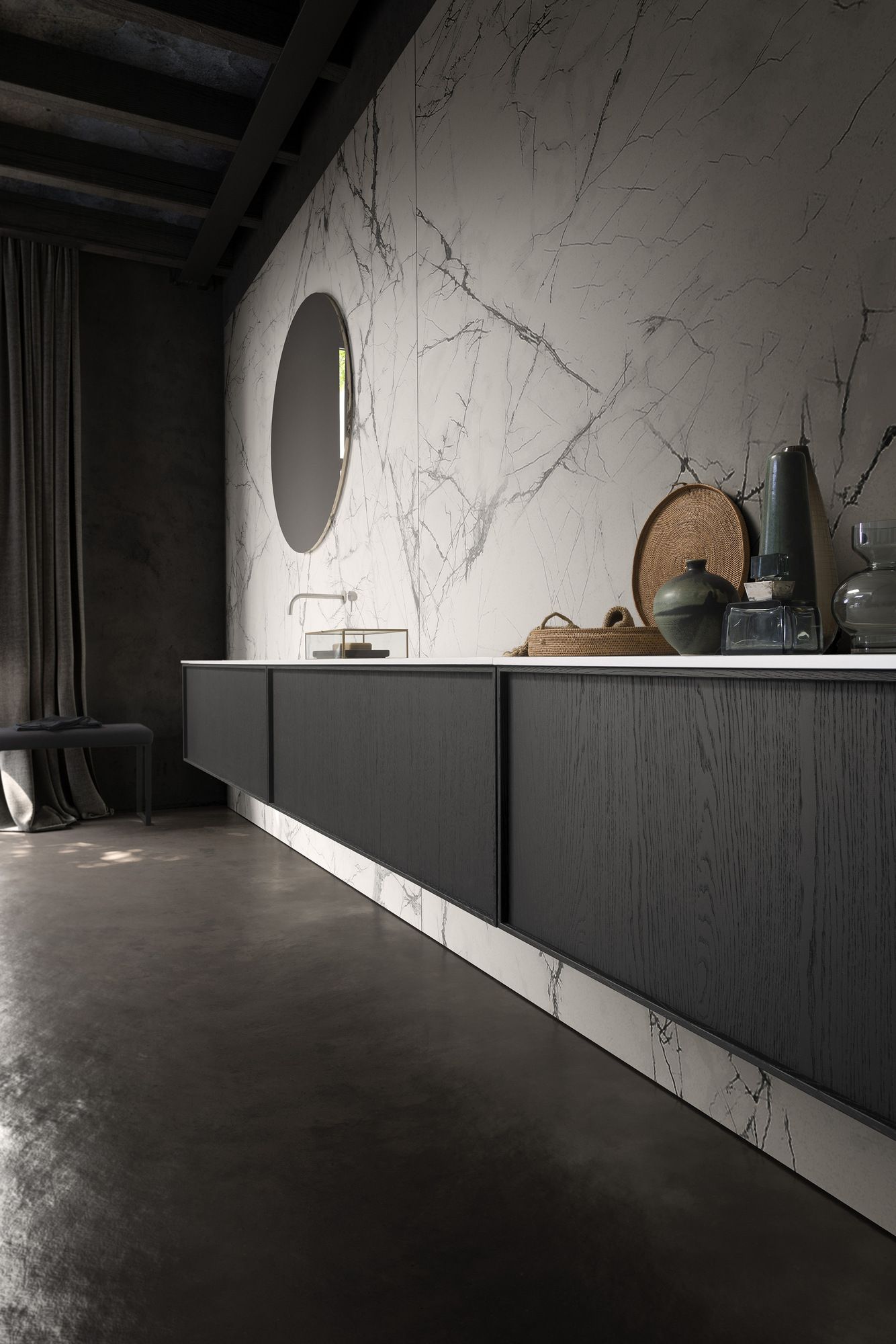 Подвесной шкаф для раковины из дуба со встроенной раковиной MODULNOVA рамка ARCH-00150229 - Вид №2