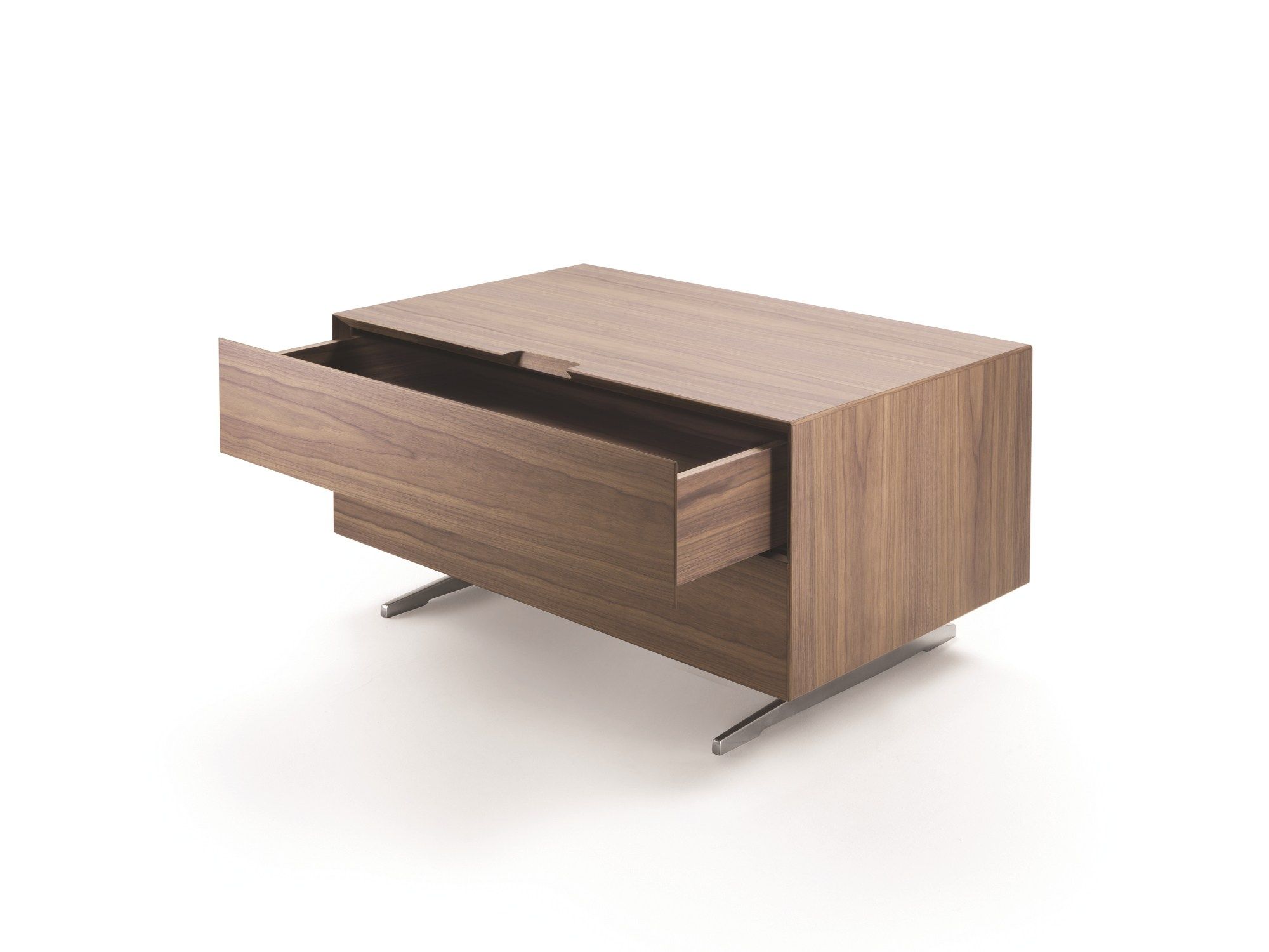 Прямоугольная прикроватная тумбочка из орехового дерева с ящиками Flexform перо ARCH-00005727