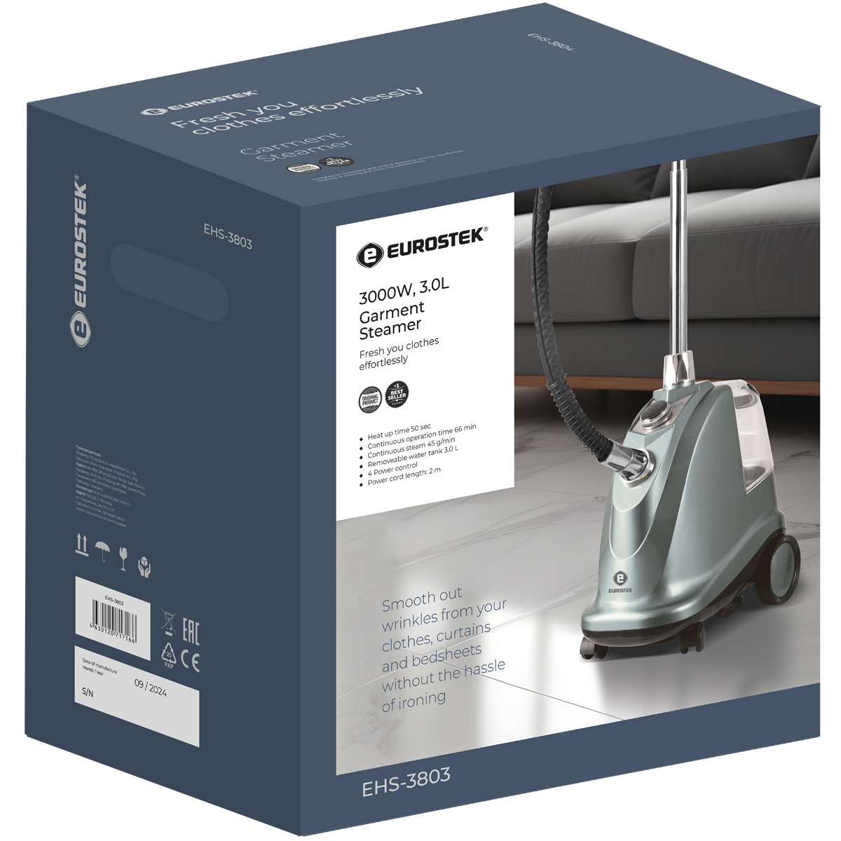 9200198 Отпариватель Eurostek EHS-3803 бирюзовый STDN-0135031 - Вид №8