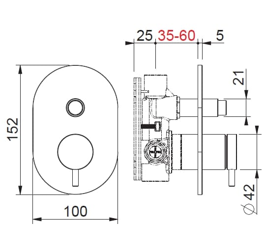 Смеситель для душа из нержавеющей стали с переключателем BEAMTECH Timeless ARCH-00072558 - Вид №2
