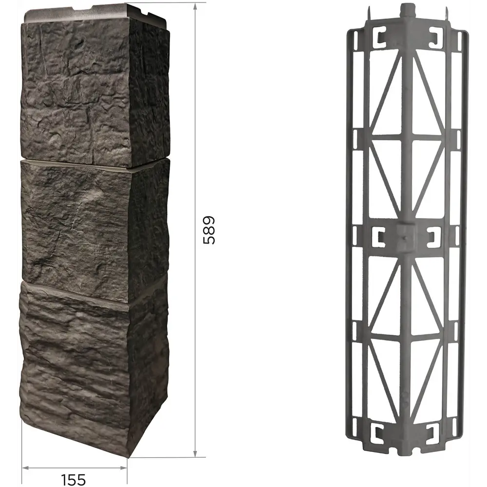 Угол наружный Fineber Блок цвет темно-серый STLM-2066513 - Вид №1