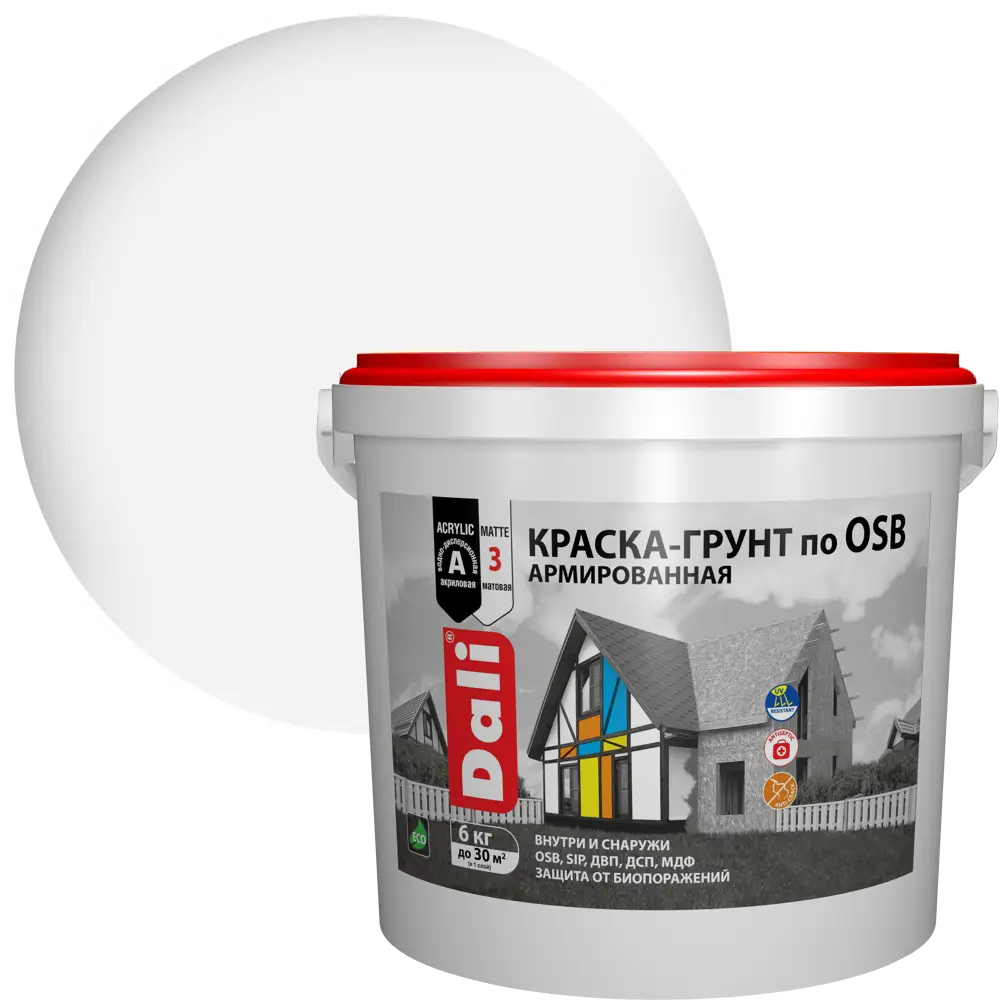 Краска-грунт Dali для OSB плит с армированием, белая матовая 6 кг 84863521 STLM-0056438 - Вид №1
