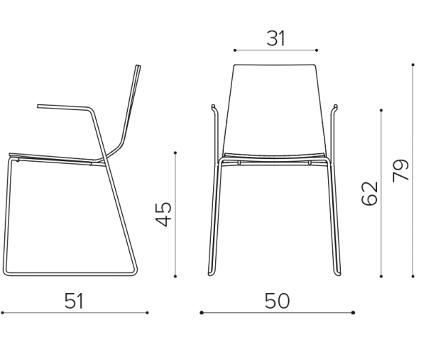 MA 1055 Деревянный стул со стальными салазками и подлокотниками True Design Marina - Вид №1