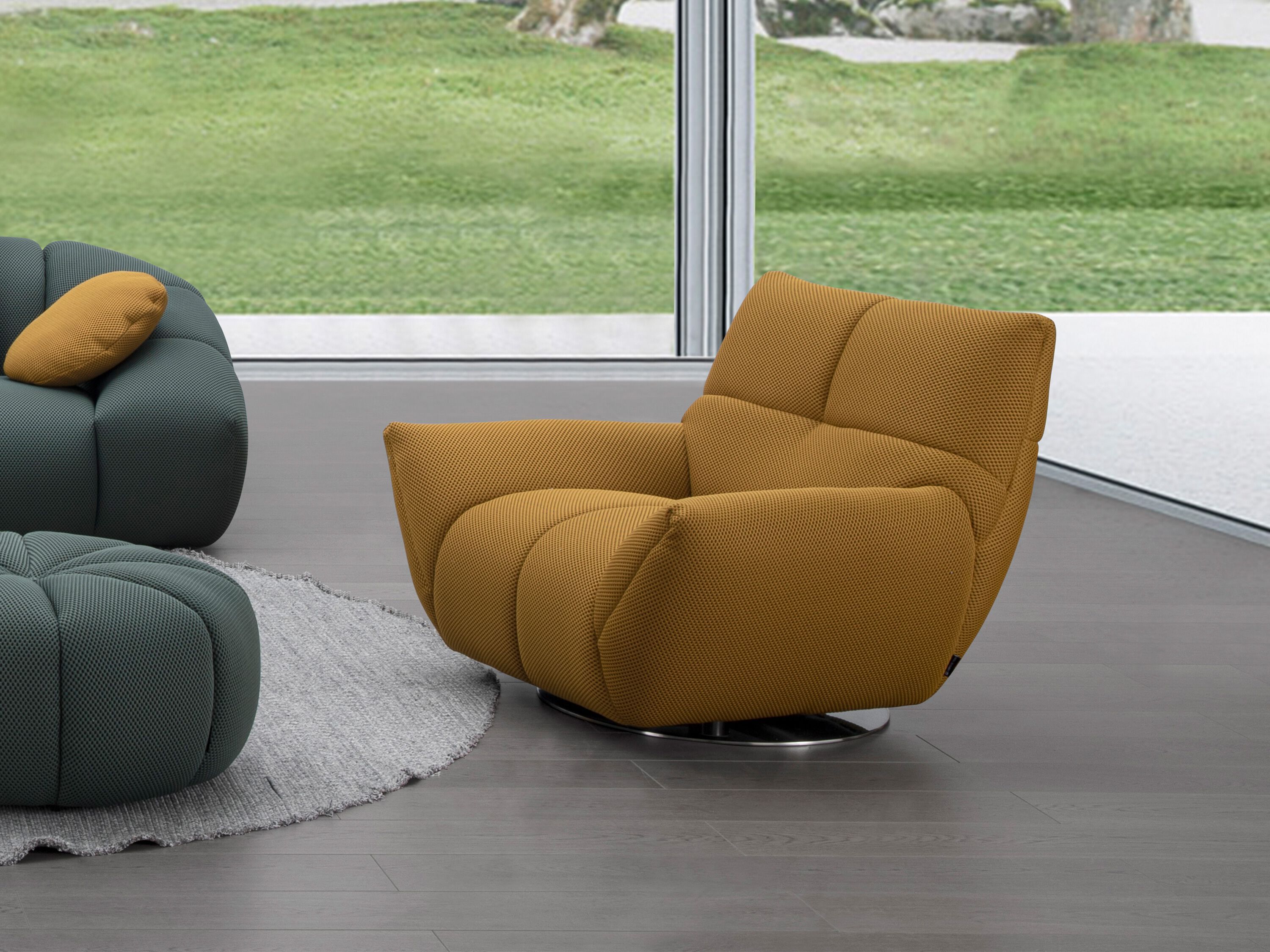 Тканевое вращающееся кресло с подлокотниками CAMPO DE' FIORI MOJITO ARCH-00062332 - Вид №6