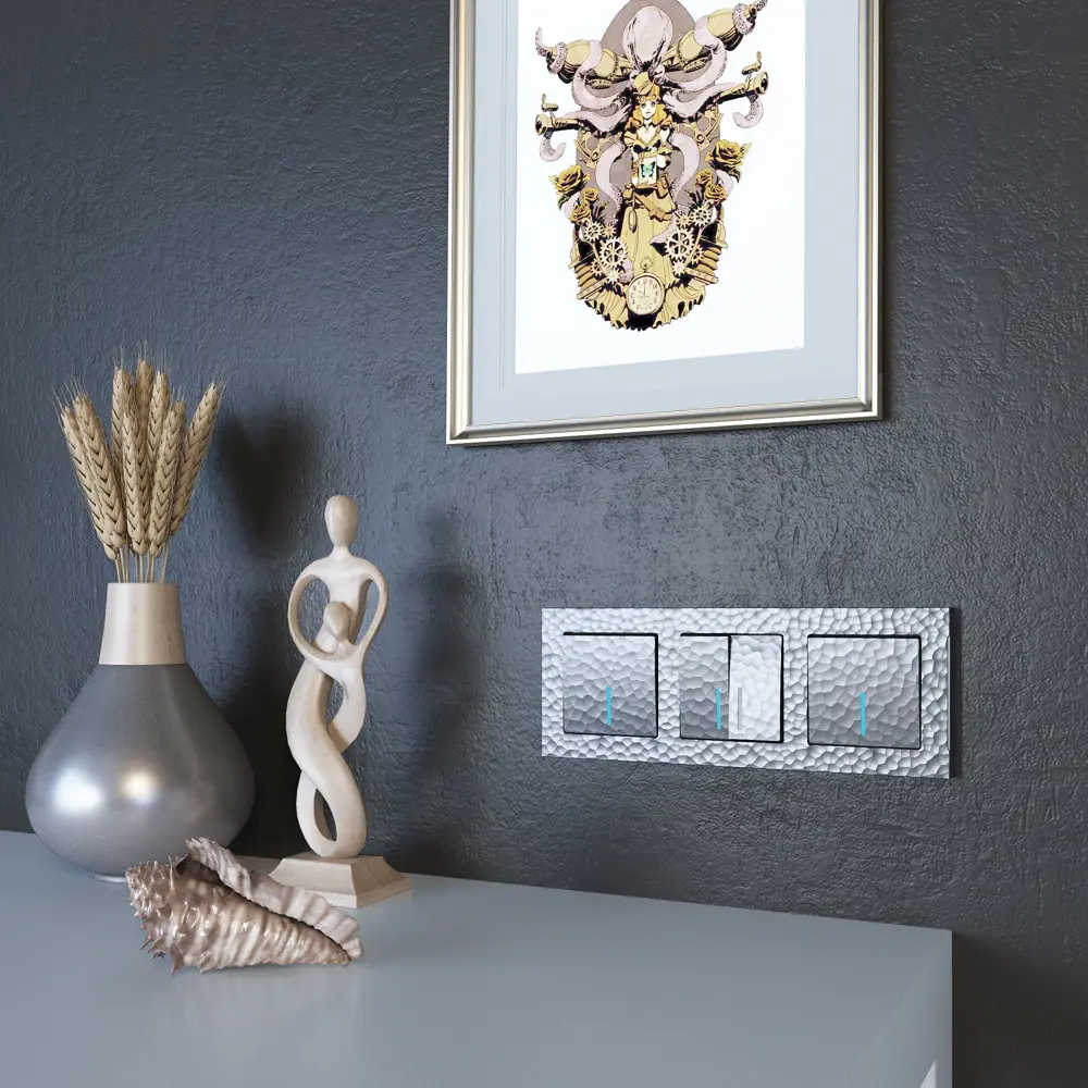 Выключатель встраиваемый Werkel Hammer 2 клавиша с подсветкой цвет серебряный STLM-2130389 - Вид №3