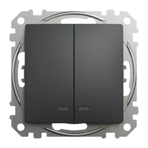 Выключатель встраиваемый Systeme Electric Sedna Design 2 клавиши с подсветкой, цвет антрацит