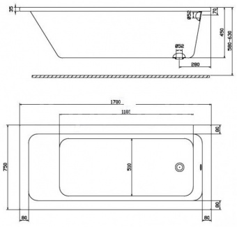 Акриловая ванна 170х75 KOLO Modo XWP1170000  - Вид №2
