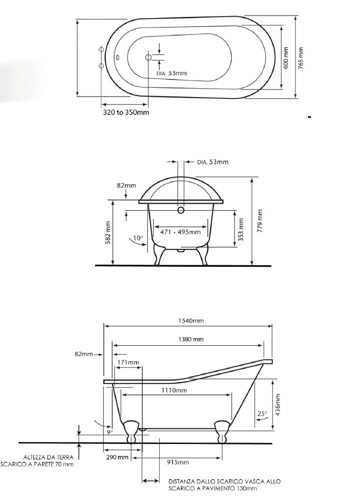 Чугунная ванна на ногах Gaia Mobili Complements ARCH-00078486 - Вид №3