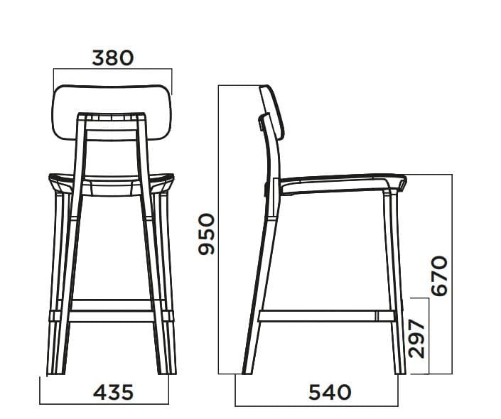 Высокий стул из дерева и полипропилена со спинкой Infiniti Porta Venezia ARCH-00129754 - Вид №10