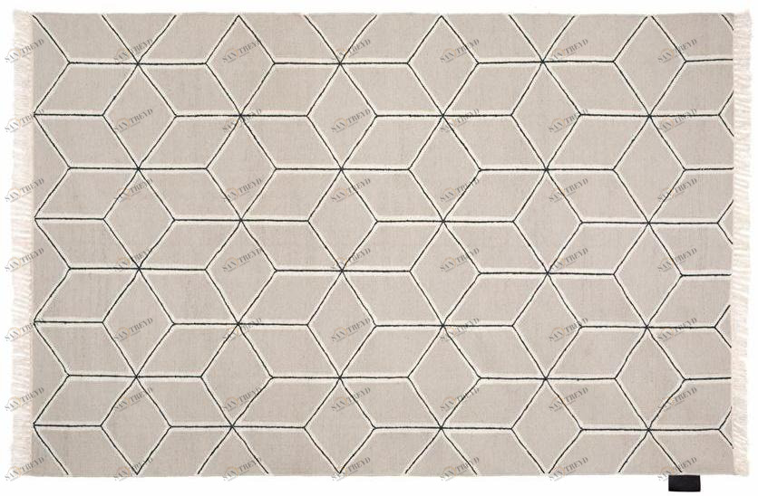 ASPLUND Прямоугольный шерстяной коврик ручной работы с геометрическими мотивами sun-id-1365975