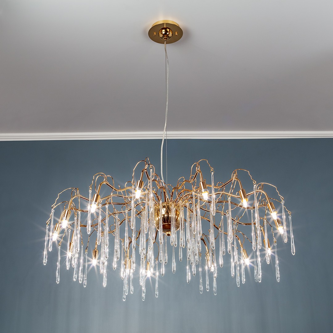 Frezia Light 1005/15 A золотая подвесная люстра на 15 лампочек 116018 - Вид №2