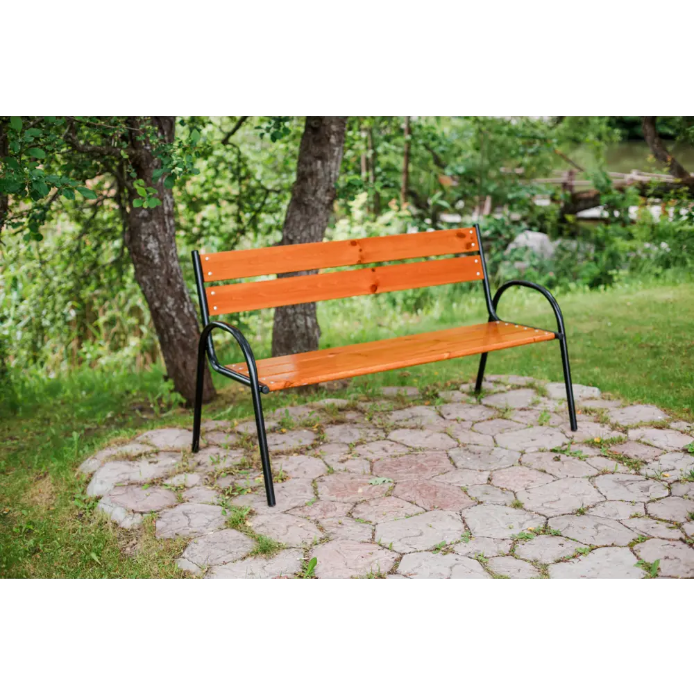 Скамья садовая Констанц 150x61x90 см дерево/металл коричневый Santreyd STLM-2184867 - Вид №4