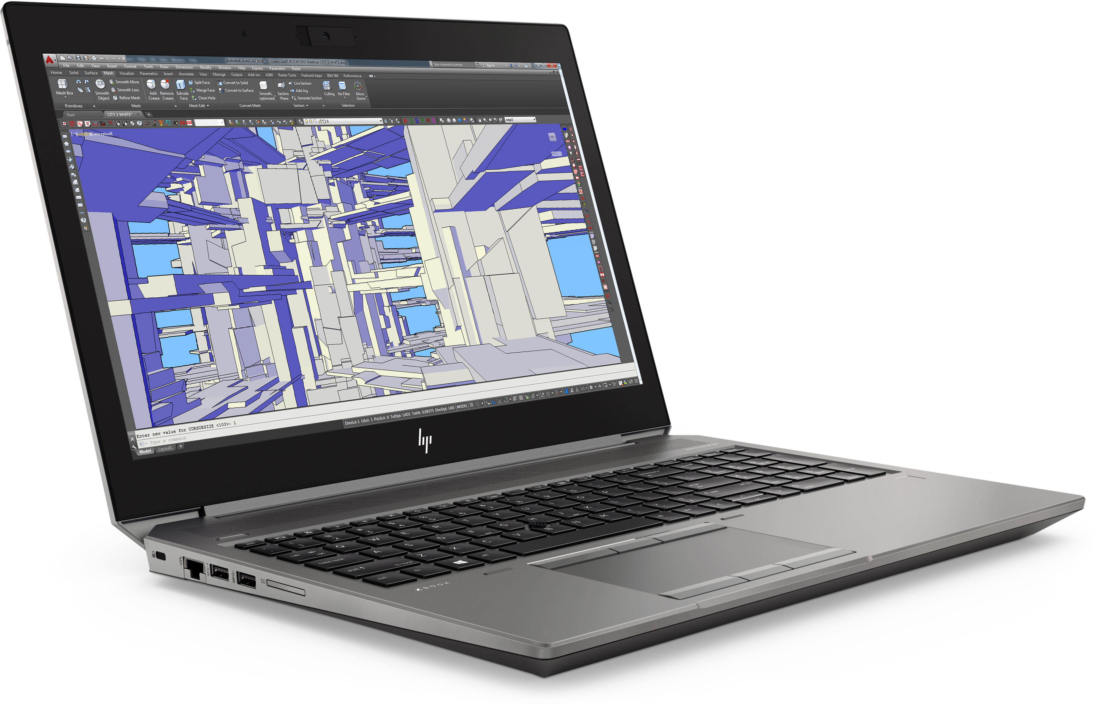 6TU92EA#ACB zbook 15 g6 15.6"(1920x1080)/intel xeon e-2286m(2.4ghz)/65536mb/1024pcissdgb/nodvd/ext:nvidia quadro t2000(4096mb)/90whr/war 3y/2.6kg/silver/w10pro HP Santreyd  - Вид №2