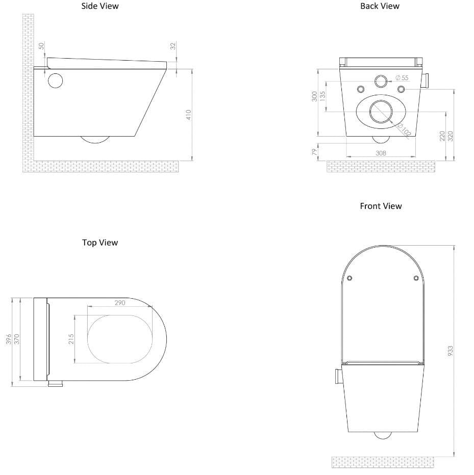 Керамический подвесной туалет для биде без бриды LUSSO INTELLISMART ARCH-00001824 - Вид №2