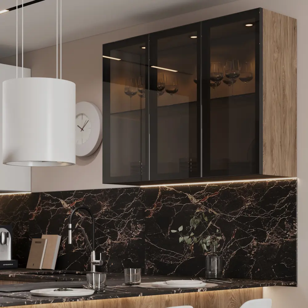 Фасад-витрина кухонного шкафа Вельск 59.7x38.1 см KONSENSA стекло цвет черный STLM-2068368 - Вид №9