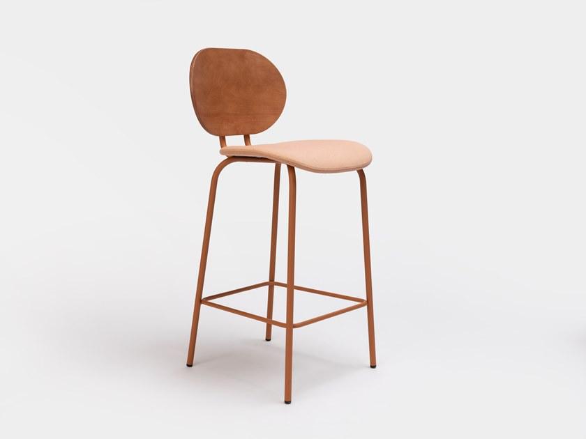 ONDARRETA Табурет из стали и дерева со встроенной подушкой с подставкой для ног Hari sun-id-1428362 - Вид №2