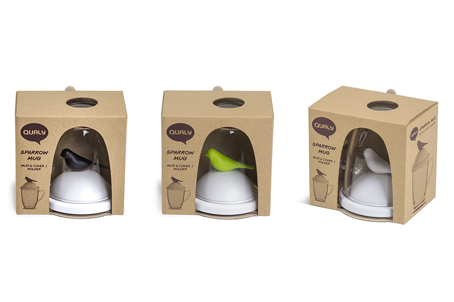 Чашка с крышкой Sparrow, белая с черным Qualy QL10300WHBK - Вид №4