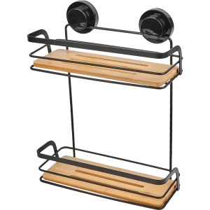 Полка для ванной прямоугольная Primanova двухъярусная 26 см цвет черный