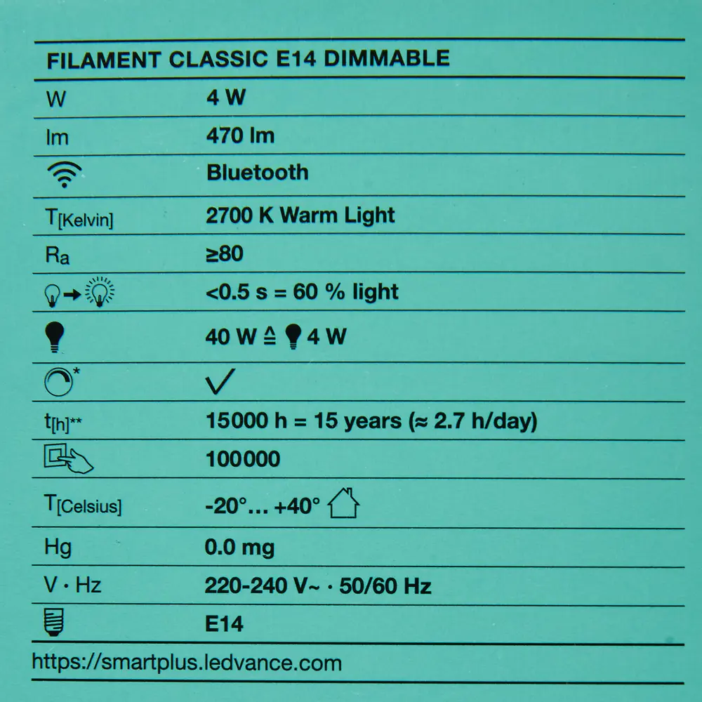 Лампа умная светодиодная Osram Smart Plus E14 220-240 В 4 Вт груша прозрачная 470 лм, теплый белый свет LEDVANCE STLM-2148902 - Вид №4