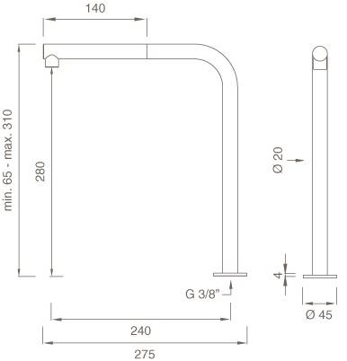 Ceadesign Напольный поворотный излив с ручным душем Free ideas Fre 148 - Вид №1