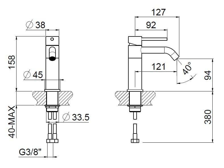 Смеситель для раковины из нержавеющей стали с одним отверстием CARIMALI Navis ARCH-00097751 - Вид №3