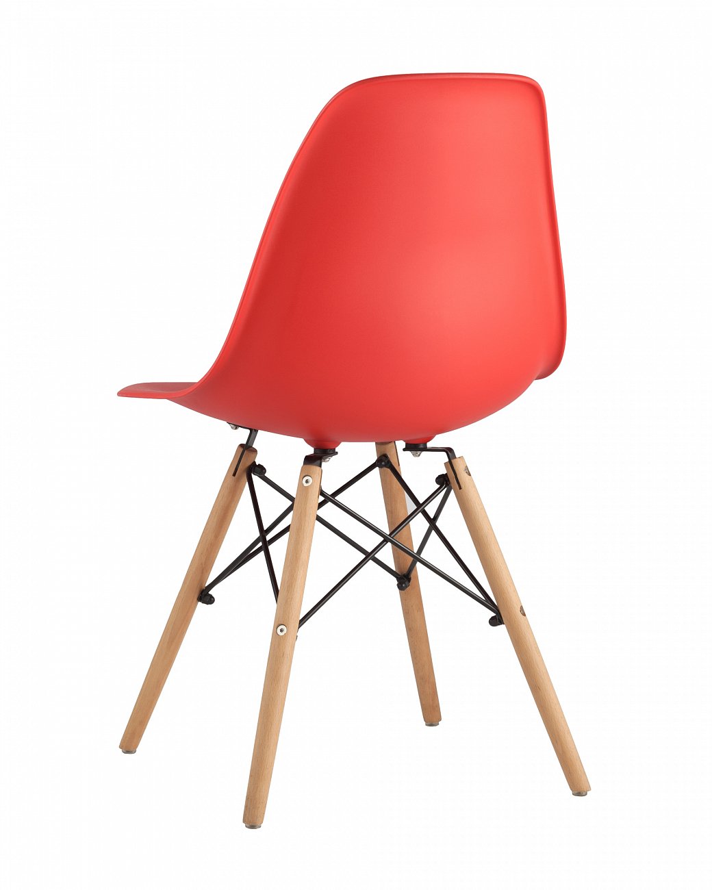Стул со спинкой красный с деревянными ножками Eames EAMES ДИЗАЙНЕРСКИЕ, EAMES DSW 00-3882020 Красный  - Вид №3
