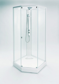 Передняя стенка душевой кабины 90x90 Ido Showerama 8-5 4985022995 белый профиль+ прозрачное стекло Santreyd  - Вид №1