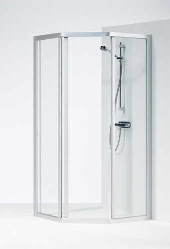 609080 IFO Душевая перегородка пятиугольная массивная SVP NK, алюминиевый профиль, прозрачное стекло, SVP VK 900 x 900 Solid