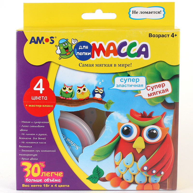 23430 Масса для лепки iClay 18 г 4 цв. 1/12 AMOS 