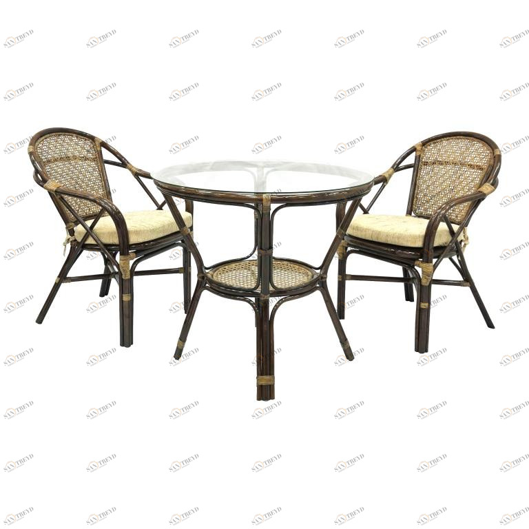 Мебель садовая бежевая, столик и кресла на 2 персоны Ellena-1 ЭКО ДИЗАЙН CLASSIC RATTAN 129624 Бежевый 