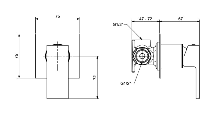 Однорычажный встраиваемый смеситель для душа Bugnatese Tetris ARCH-00144131 - Вид №2