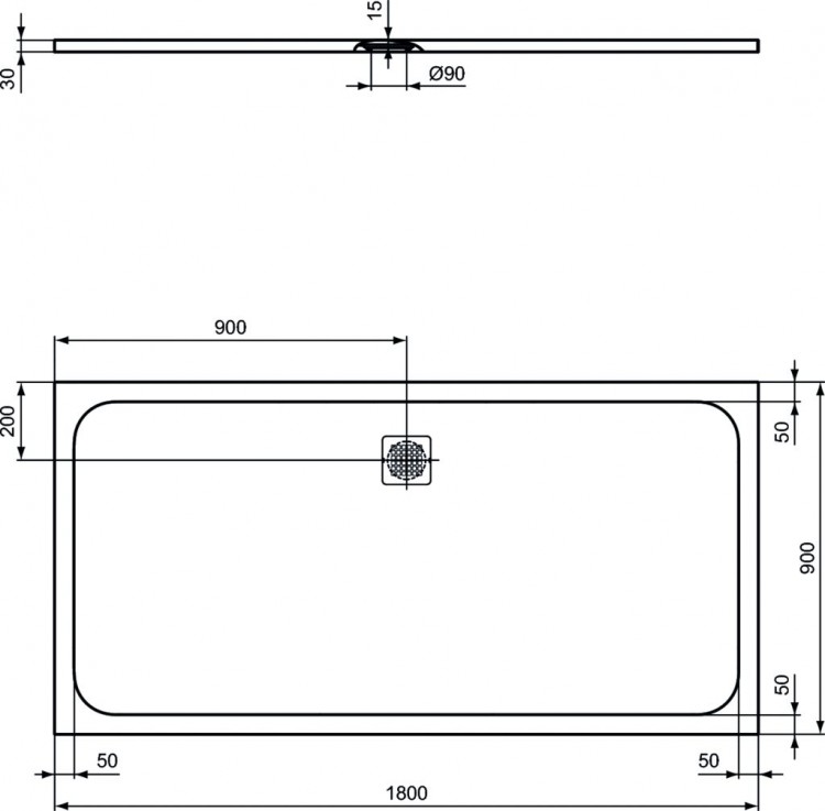 K8306FS Душевой поддон 180х90 см Ideal Standard ULTRAFLAT S  - Вид №2