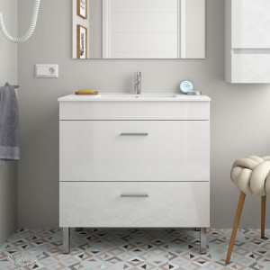 22286 SALGAR Мебель для умывальника ALMAGRO 600 WHITE GLOSS LACQUERED + Раковина Глянцевый белый