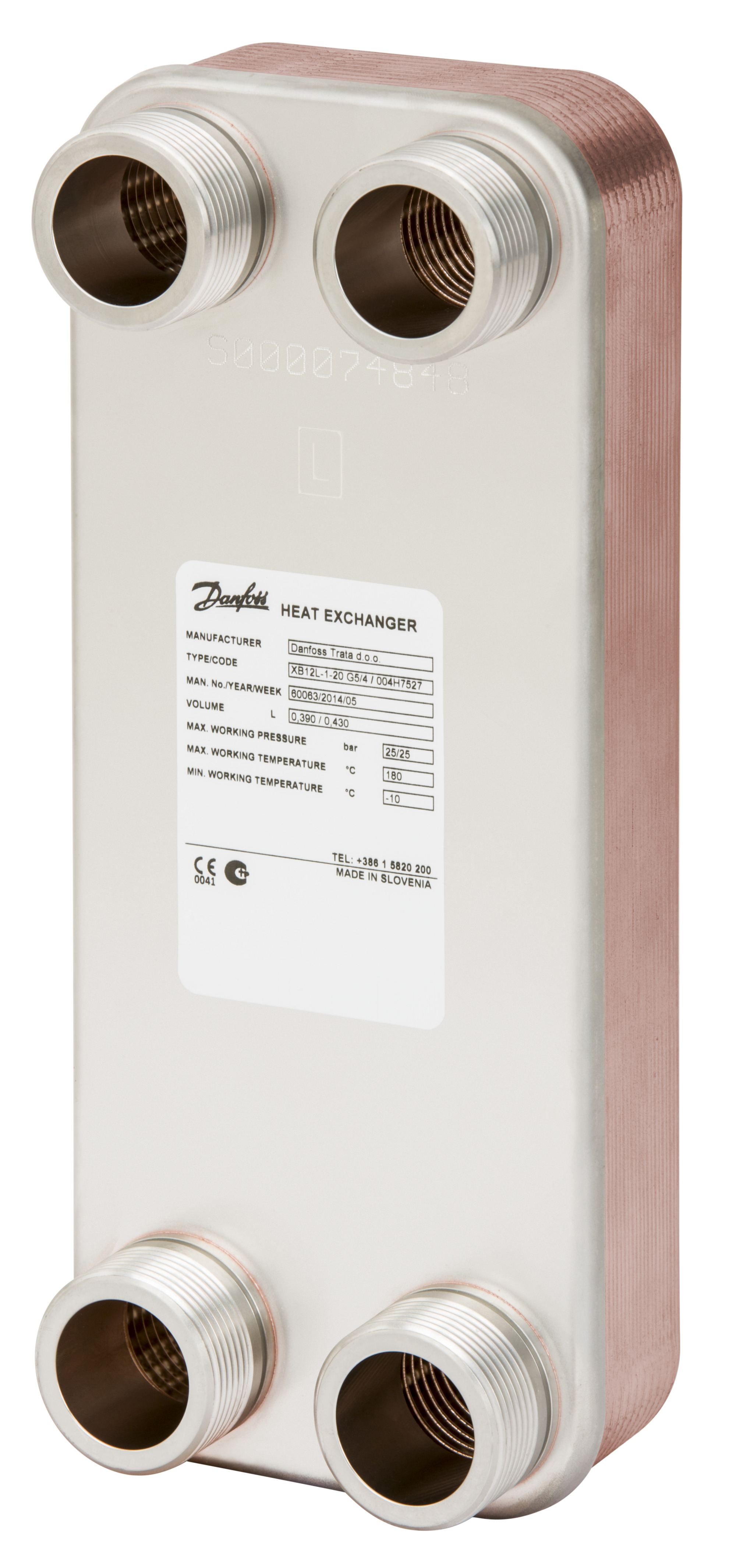 Danfoss Паяный пластинчатый теплообменник одноходовой серии XB12 XB 12M-1-40 PN25 паяный ТО G1 004H7679  - Вид №75